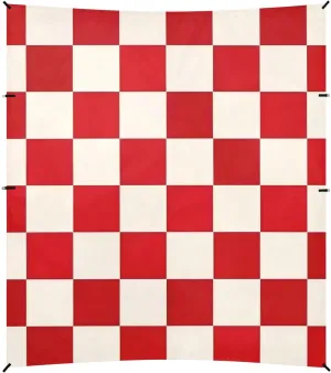 Fashion Red and White Checkerboard Beach Cabana UPF50  Protection Water-Resistant Shade Sun Shelter with Sandbags, Sand Shovel, Poles for Family Trips, Picnics & Camping