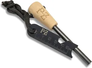 Ferro Rod Fire Starter Kit – Wood Handle Flint Fire Starter with Ferro Rod Striker and Wrist Lanyard – Weatherproof and Waterproof Fire Starter Survival Tool for Camping, Hiking