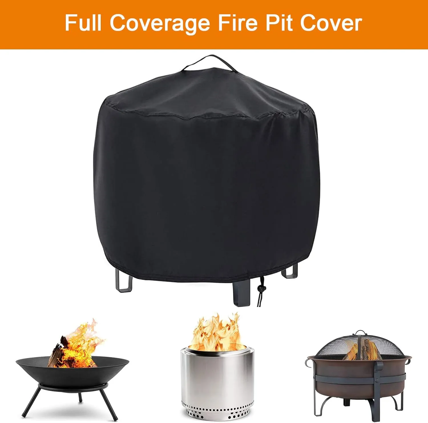 Fire Pit Cover, 20inch Firepit Cover for Solo Stove Cover,Waterproof Outdoor Cover for Solo Stove Bonfire with Handles & Drawstring-20x15inch
