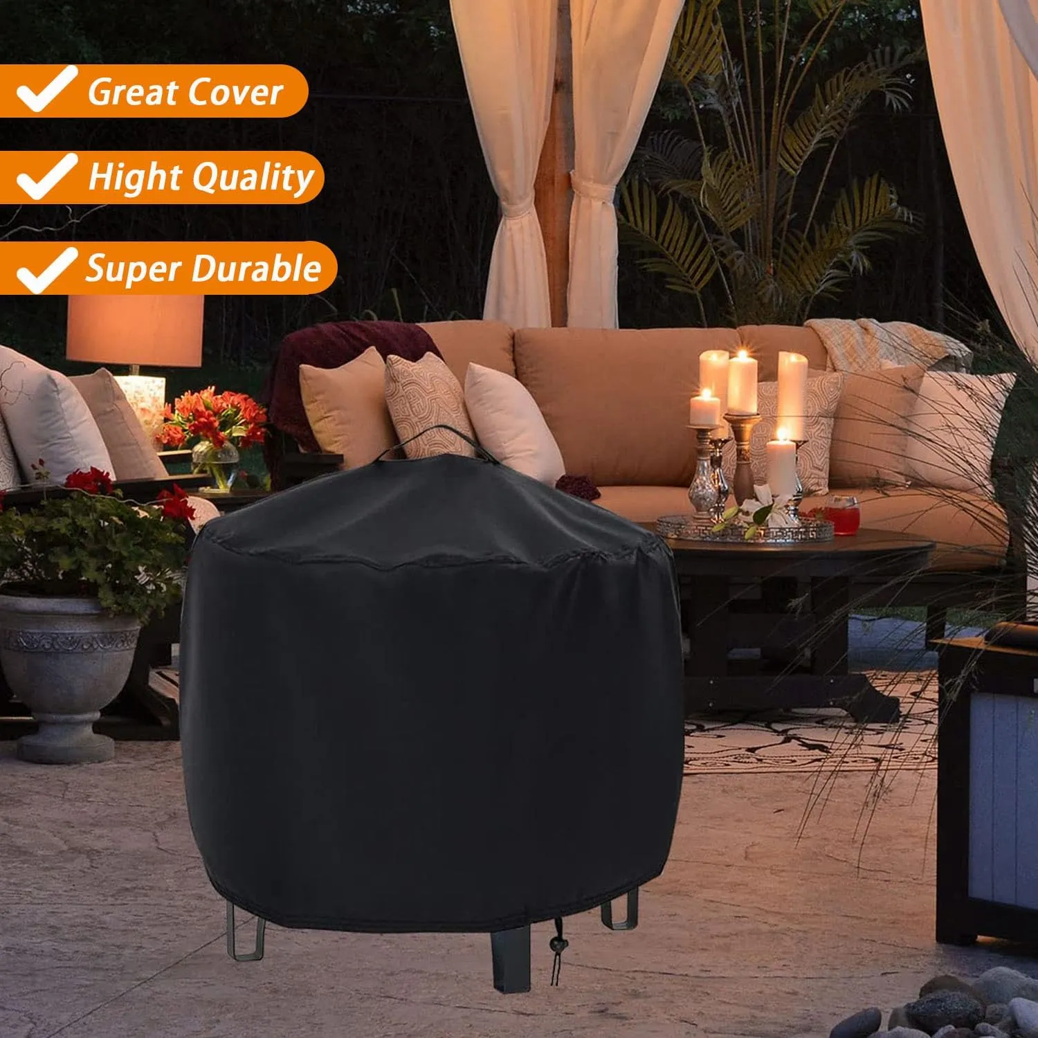 Fire Pit Cover, 20inch Firepit Cover for Solo Stove Cover,Waterproof Outdoor Cover for Solo Stove Bonfire with Handles & Drawstring-20x15inch