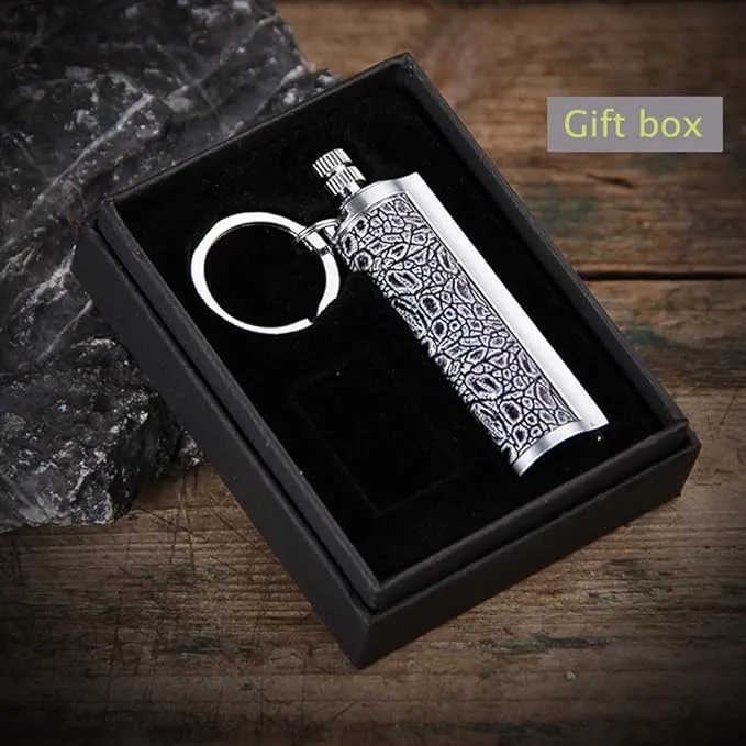 Fire Starter Lighter Waterproof Flint Match Outdoor Camping Permanent Metal Matchstick with Keychain(Sold Without Fluid) (Silver Silver)