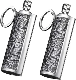 Fire Starter Lighter Waterproof Flint Match Outdoor Camping Permanent Metal Matchstick with Keychain(Sold Without Fluid) (Silver Silver)