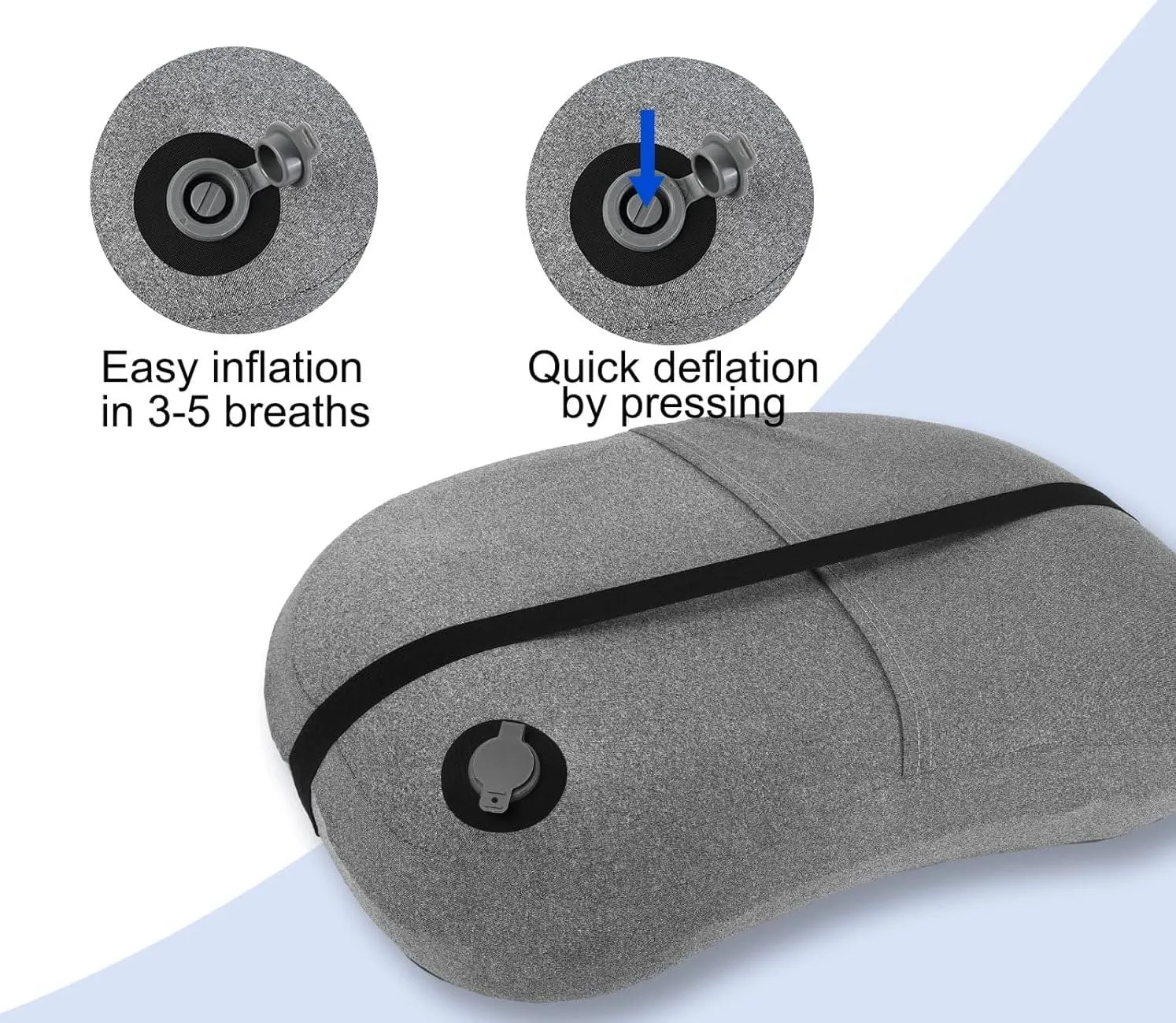 FIRSTONE Inflatable Camping Pillow with Soft Washable Cover, Compact Compressible Ultralight Travel Air Pillow for Outdoor Sport, Hiking, Backpacking Sleep (Black)