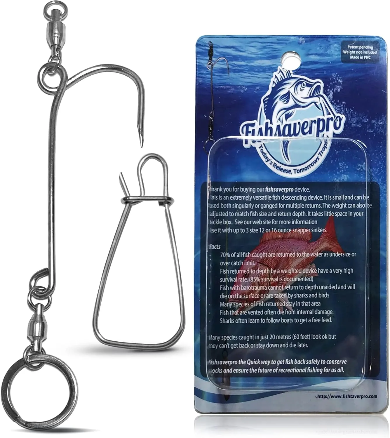fish descending return device - Compact & reliable release device built for long life. No mechanical release to fail. Great for red snapper. Unlike fish venting tools fully NOAA compliant