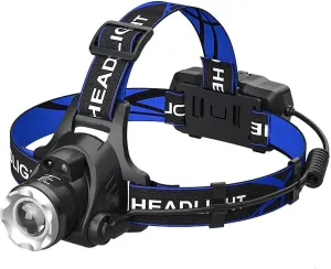 FixtureDisplays® 1000 LM LED Rechargeable Headlamp 3 Lighting Modes Zoomable with Motion Sensor 90°Angle Head Lights for Adult Outdoor Camping, Fishing, Running, Cycling, Emergency 16036-2D
