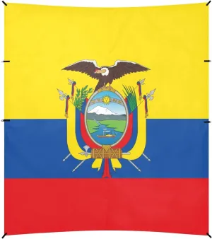 Flag Ecuador Coat Arms Accurate Foldable Beach Cabana UPF50  Protection Lightweight Large Portable Sun Shelter with Sand Shovel, Sandbags for Family Travel