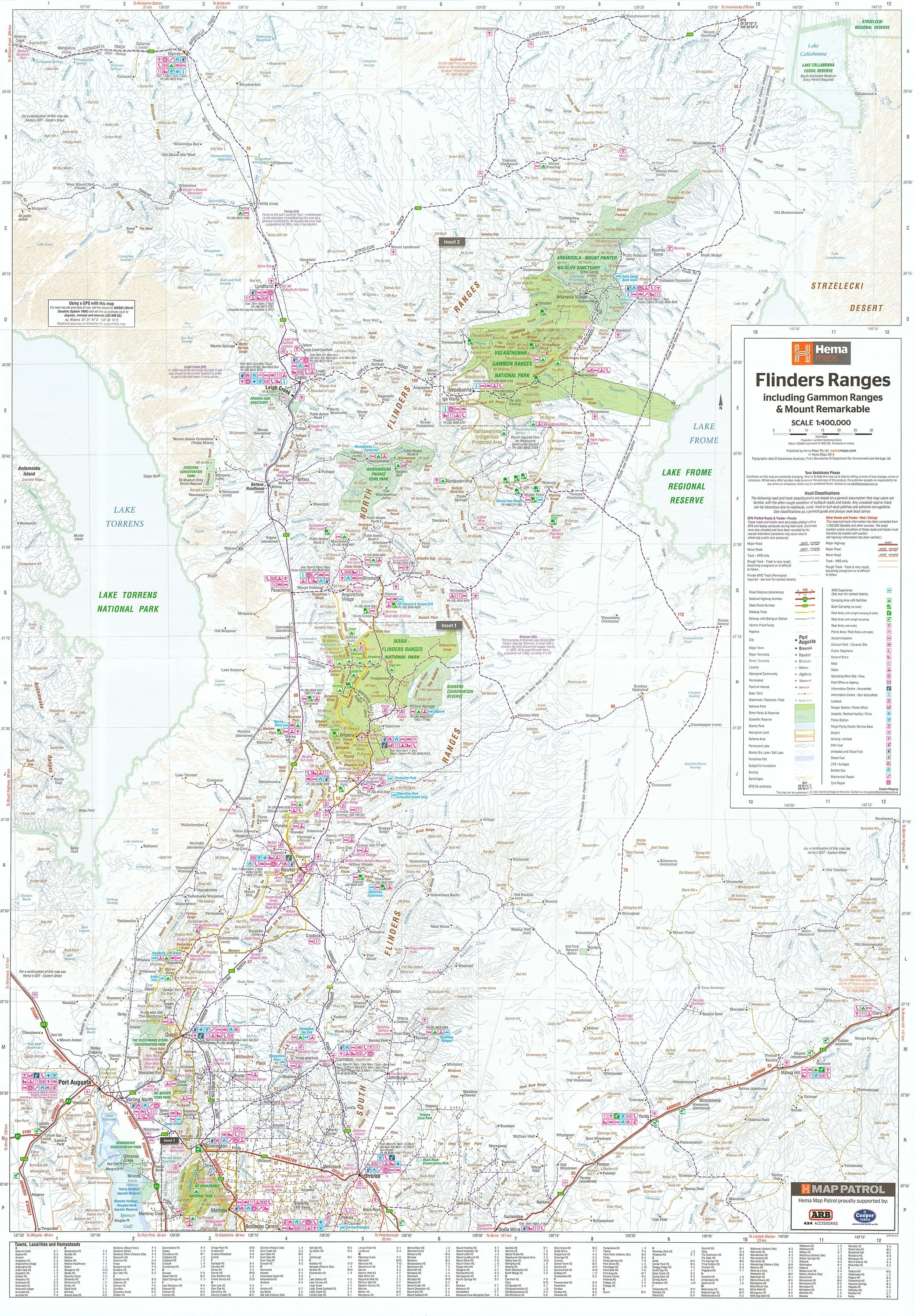 Flinders Ranges Hema Map 1430 x 1000mm Laminated Supermap