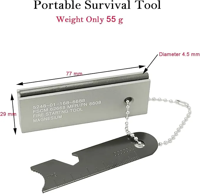 Flint Fire Starter, Fire Starter Survival Tool with Magnesium and Ferro Rod for Camping Hiking Outdoor Survival