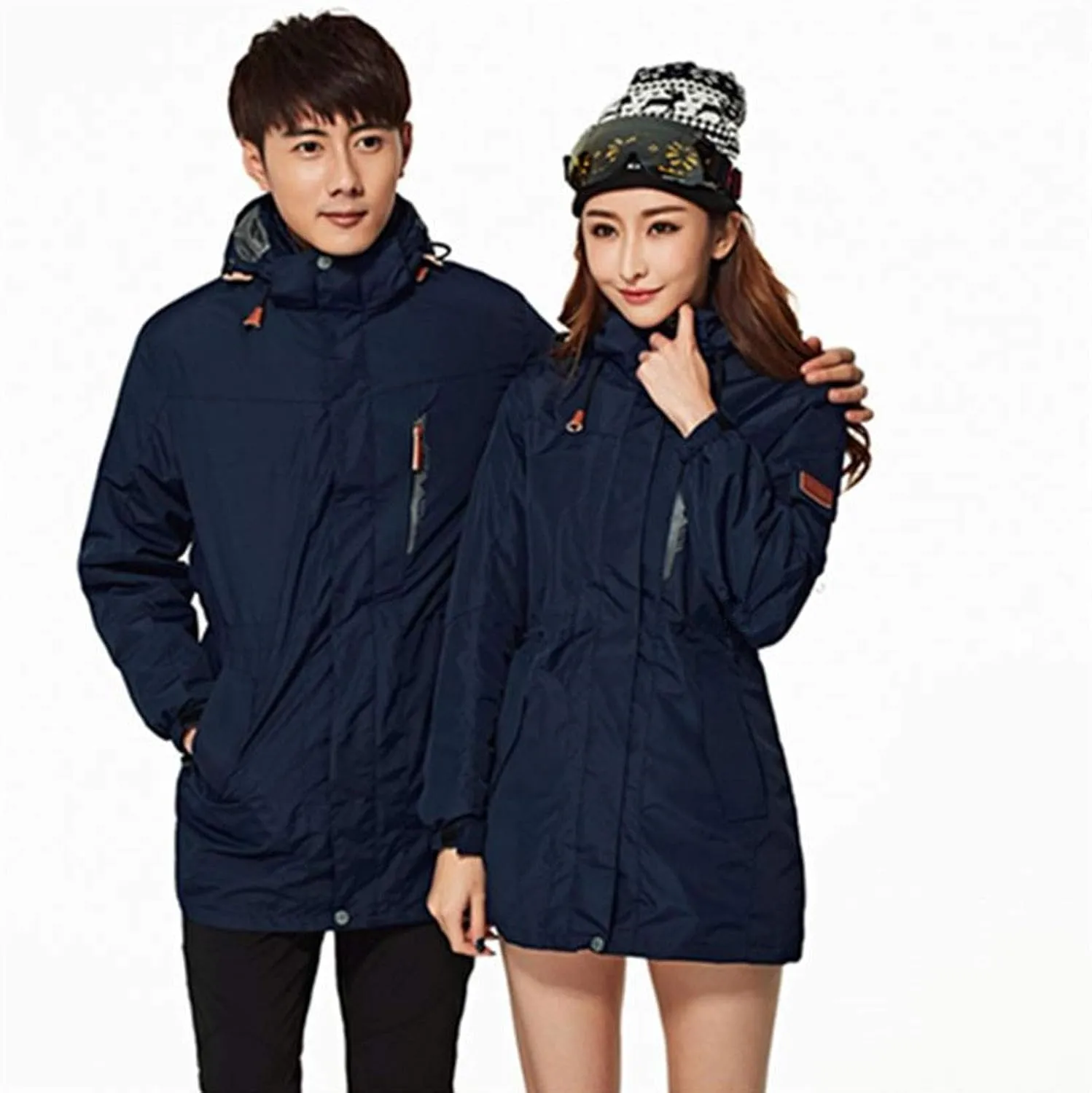 Flygo Womens 3 in 1 Fleece Lined Rain Jacket Windproof Waterproof Parkas