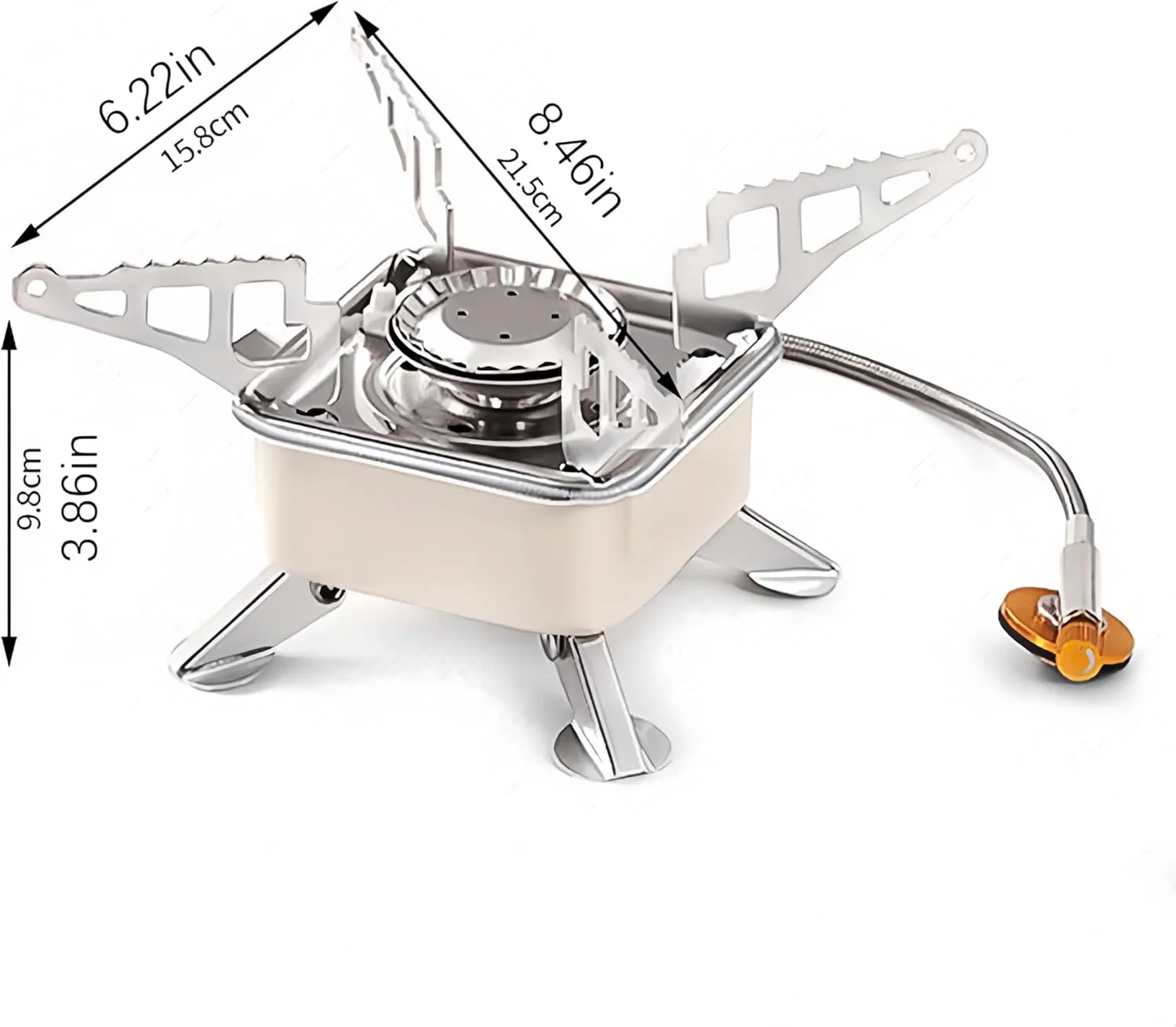 foldable camping stove Piezo Ignition fierce fire, fire regulator valve with gas hose, Backpacking Stove with bag for outdoor, camping, hiking and picnic