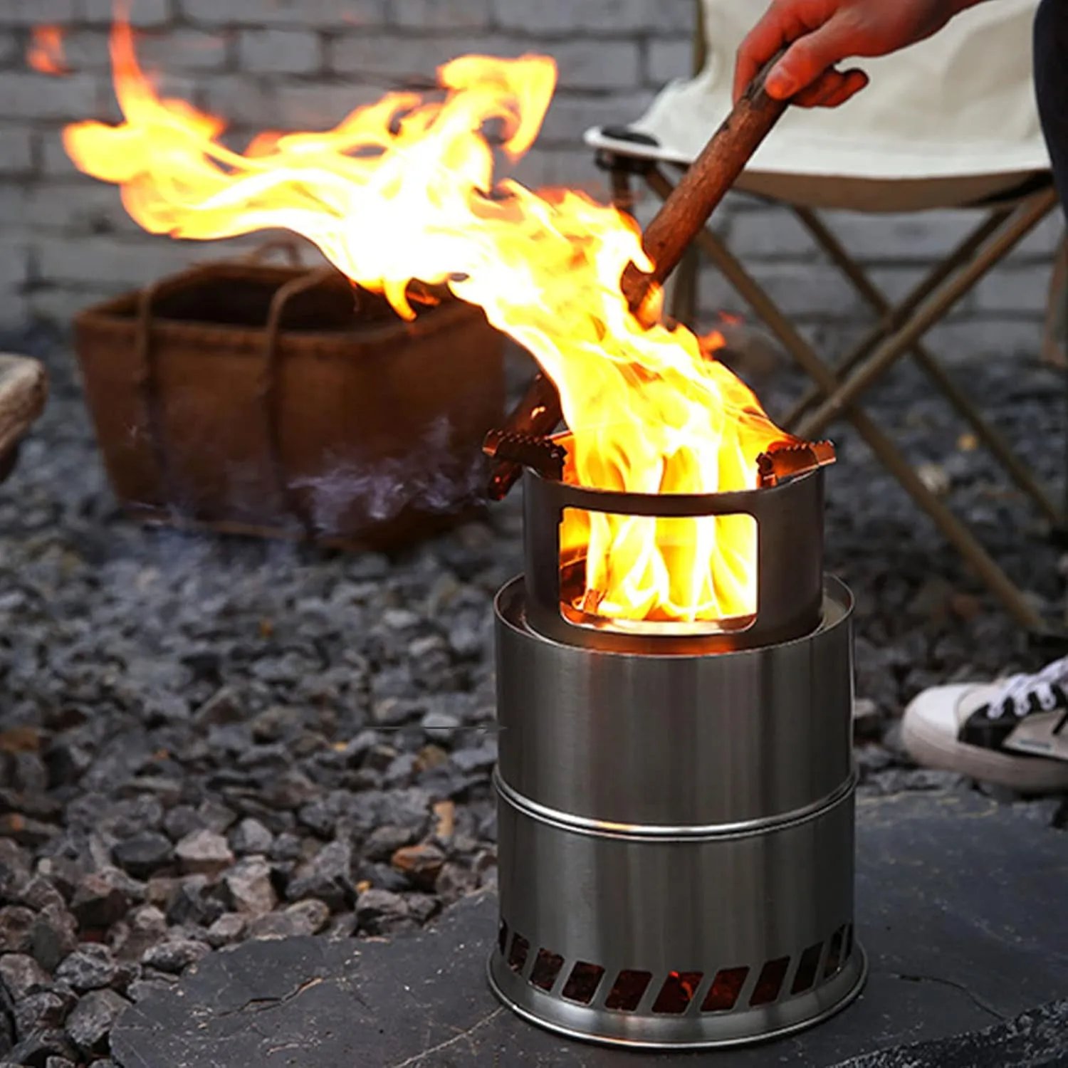 Foldable Camping Stove Wood Mini Camping Stove Solo Stoves Stainless Steel Backpacking Wood Stove Portable Small Burning Stoves Fire for Picnic BBQ Camp Hiking