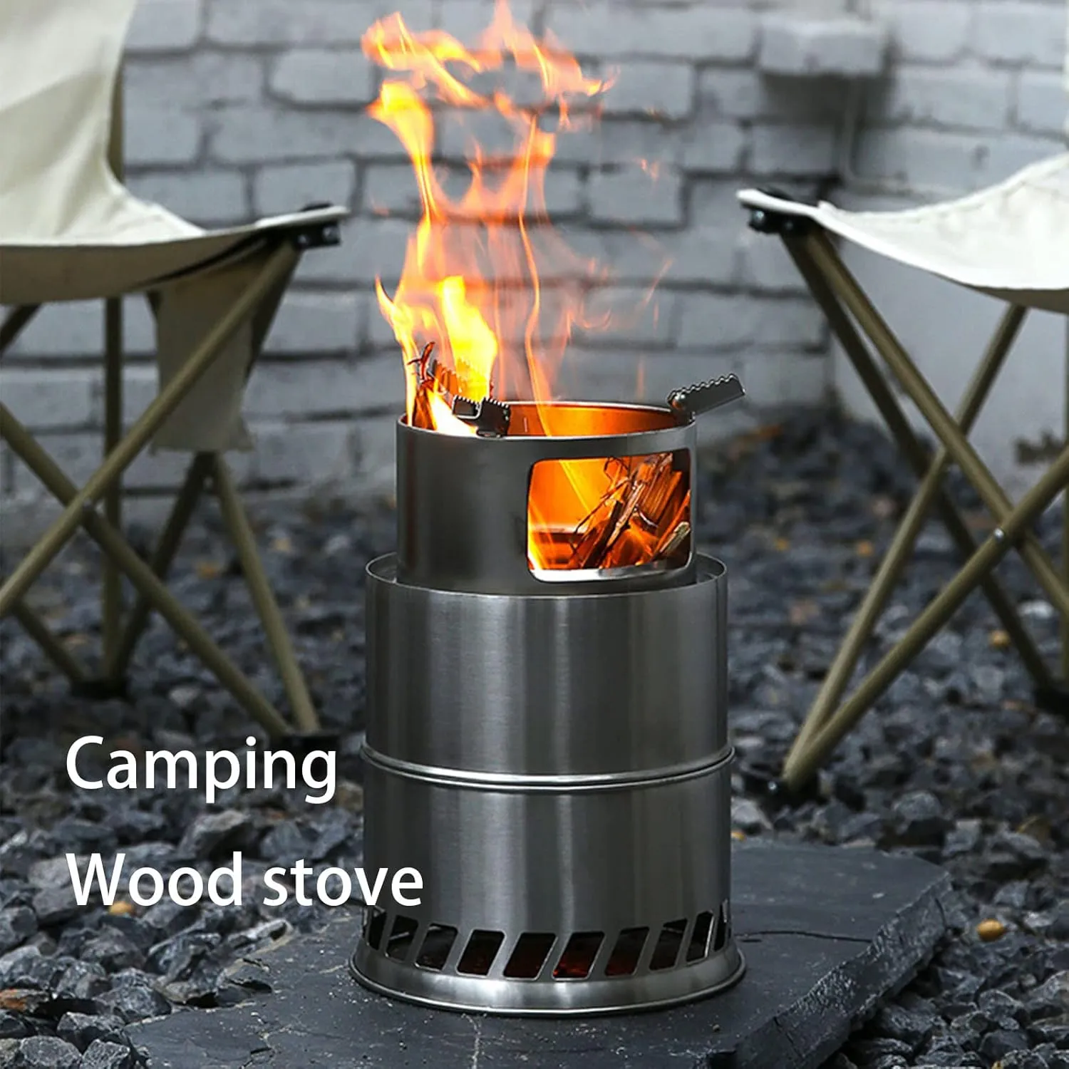 Foldable Camping Stove Wood Mini Camping Stove Solo Stoves Stainless Steel Backpacking Wood Stove Portable Small Burning Stoves Fire for Picnic BBQ Camp Hiking