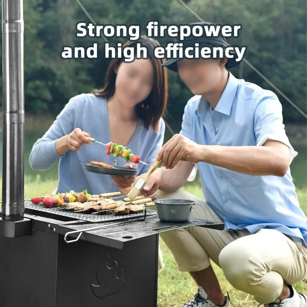 Foldable Camping Wood Stove - Portable Collapsible Burning Stove for Hiking, Backpacking & Survival | Compact Outdoor Cooking & Heating | Lightweight Stainless Steel with Carry Bag