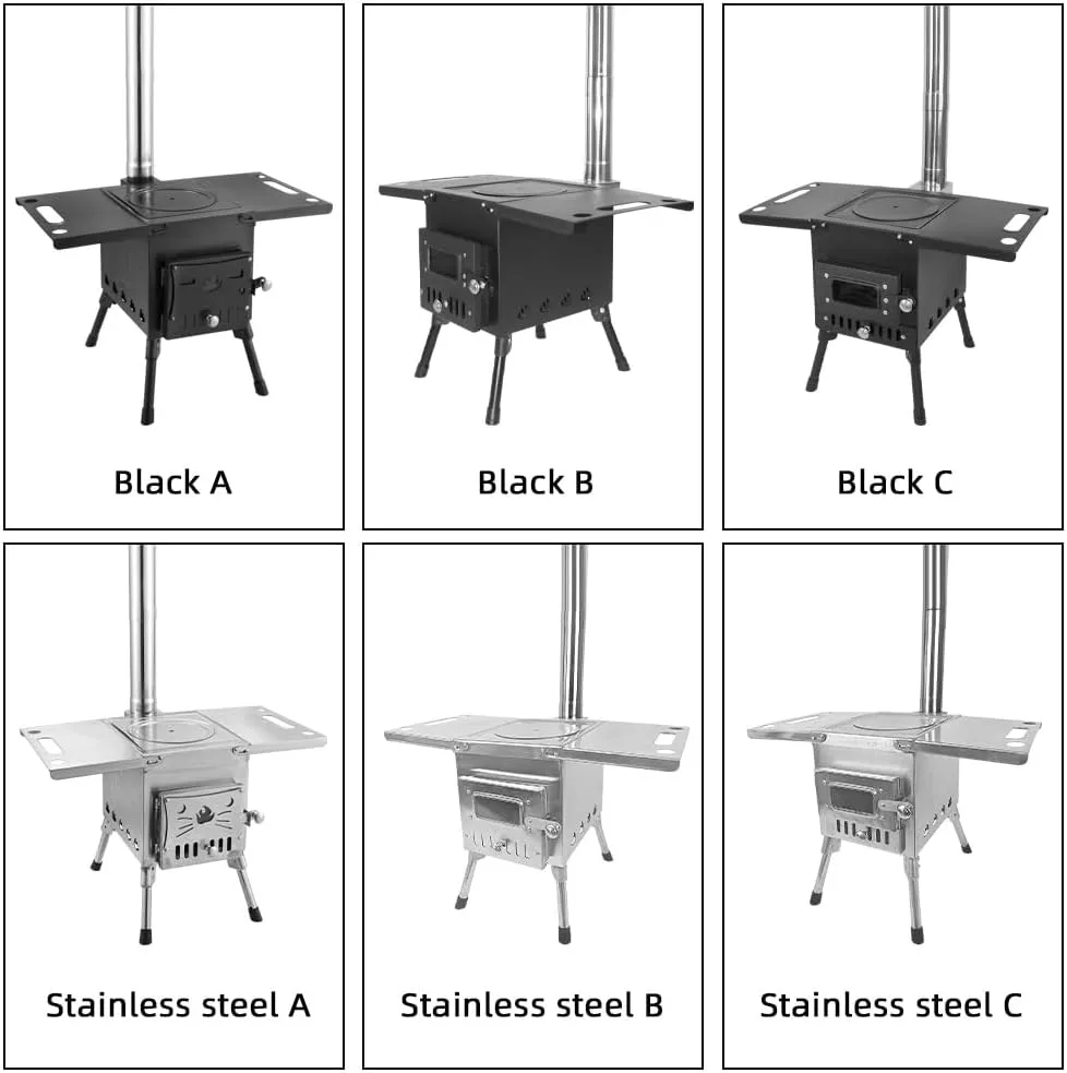 Foldable Camping Wood Stove - Portable Collapsible Burning Stove for Hiking, Backpacking & Survival | Compact Outdoor Cooking & Heating | Lightweight Stainless Steel with Carry Bag