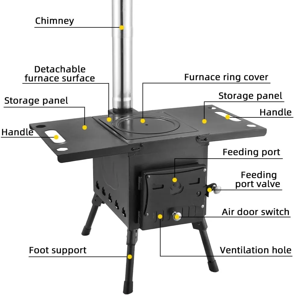 Foldable Camping Wood Stove - Portable Collapsible Burning Stove for Hiking, Backpacking & Survival | Compact Outdoor Cooking & Heating | Lightweight Stainless Steel with Carry Bag