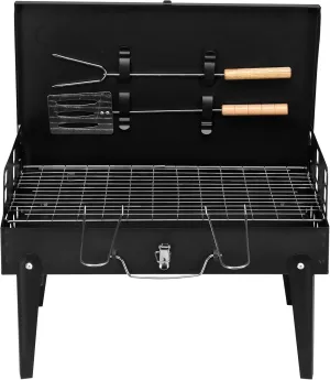 Foldable portable wood charcoal barbecue grill, small mini desktop barbecue grill, easy to carry, suitable for outdoor camping, terraces, and picnics