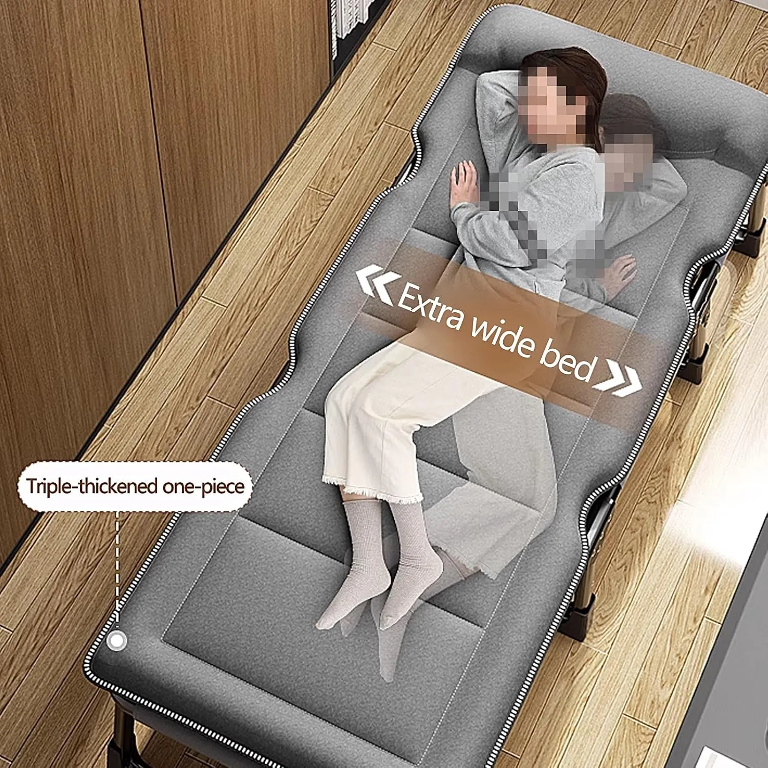 Folding Bed with Mattress for Adults 4 Speed Backrest Adjustment Camping Cot for Adults with 3D Headrest Camping Bed Spare Guest Bed(Gray B,170 * 60 * 30cm), 170 * 60 * 30CM