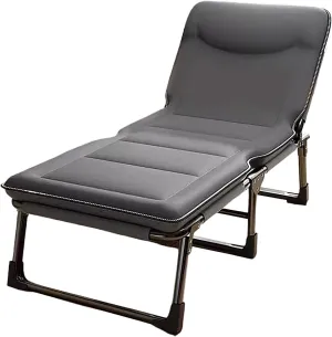 Folding Bed with Mattress for Adults 4 Speed Backrest Adjustment Camping Cot for Adults with 3D Headrest Camping Bed Spare Guest Bed(Gray B,170 * 60 * 30cm), 170 * 60 * 30CM