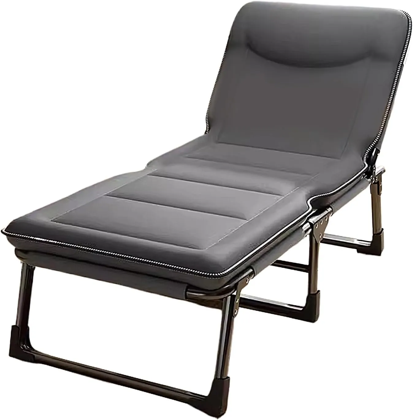 Folding Bed with Mattress for Adults 4 Speed Backrest Adjustment Camping Cot for Adults with 3D Headrest Camping Bed Spare Guest Bed(Gray B,170 * 60 * 30cm), 170 * 60 * 30CM