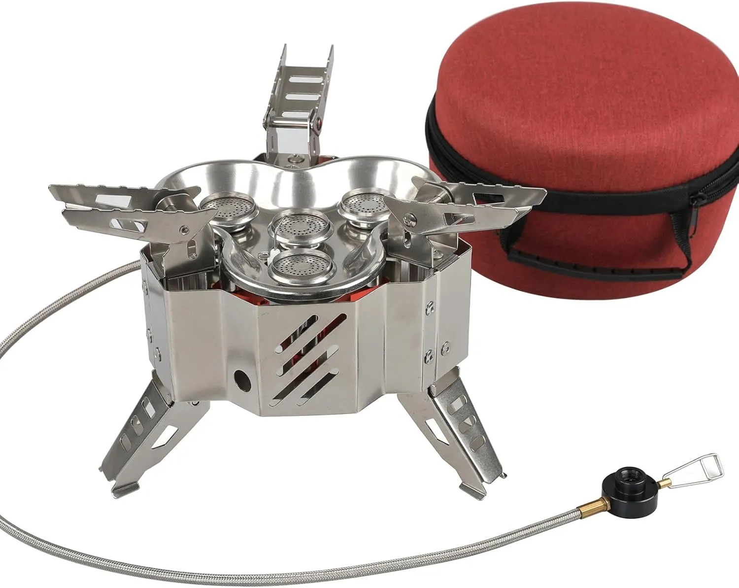Folding Camping Gas Stove Ultralight Camping Windproof Stove with Storage Bag Strong Firepower Picnic Cooking Furnace