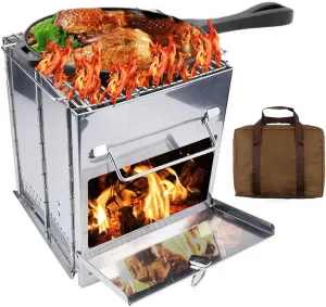 Folding Camping Stove Portable Stove for Home Outdoor Cooking Great Stainless Steel Camping Stove Compact Wood Stove Design