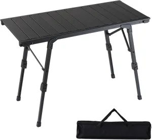 Folding IGT Camping Table with Adjustable Height, Portable Outdoor IGT Cook System, Ultralight Aluminum Camp Table with Carry Bag for Car Camping Picnic RV Trip Patio Backyard BBQ