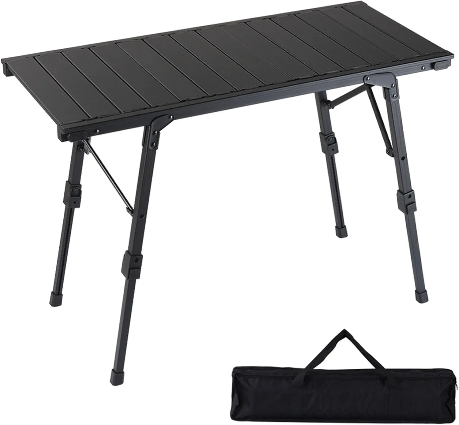Folding IGT Camping Table with Adjustable Height, Portable Outdoor IGT Cook System, Ultralight Aluminum Camp Table with Carry Bag for Car Camping Picnic RV Trip Patio Backyard BBQ