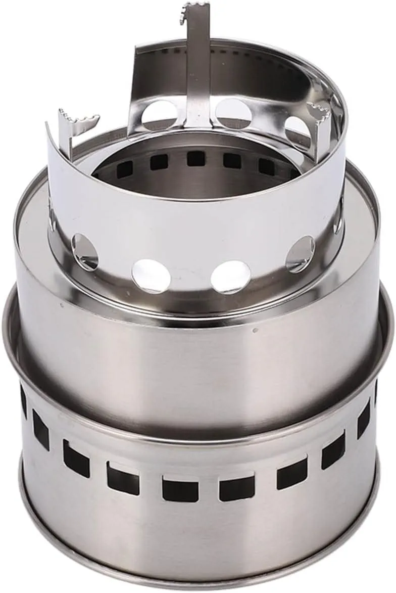 Folding Outdoor Camping Stove Portable Stainless Steel Stove Wood Picnic Gas Burner for Outdoor Hiking Picnic BBQ