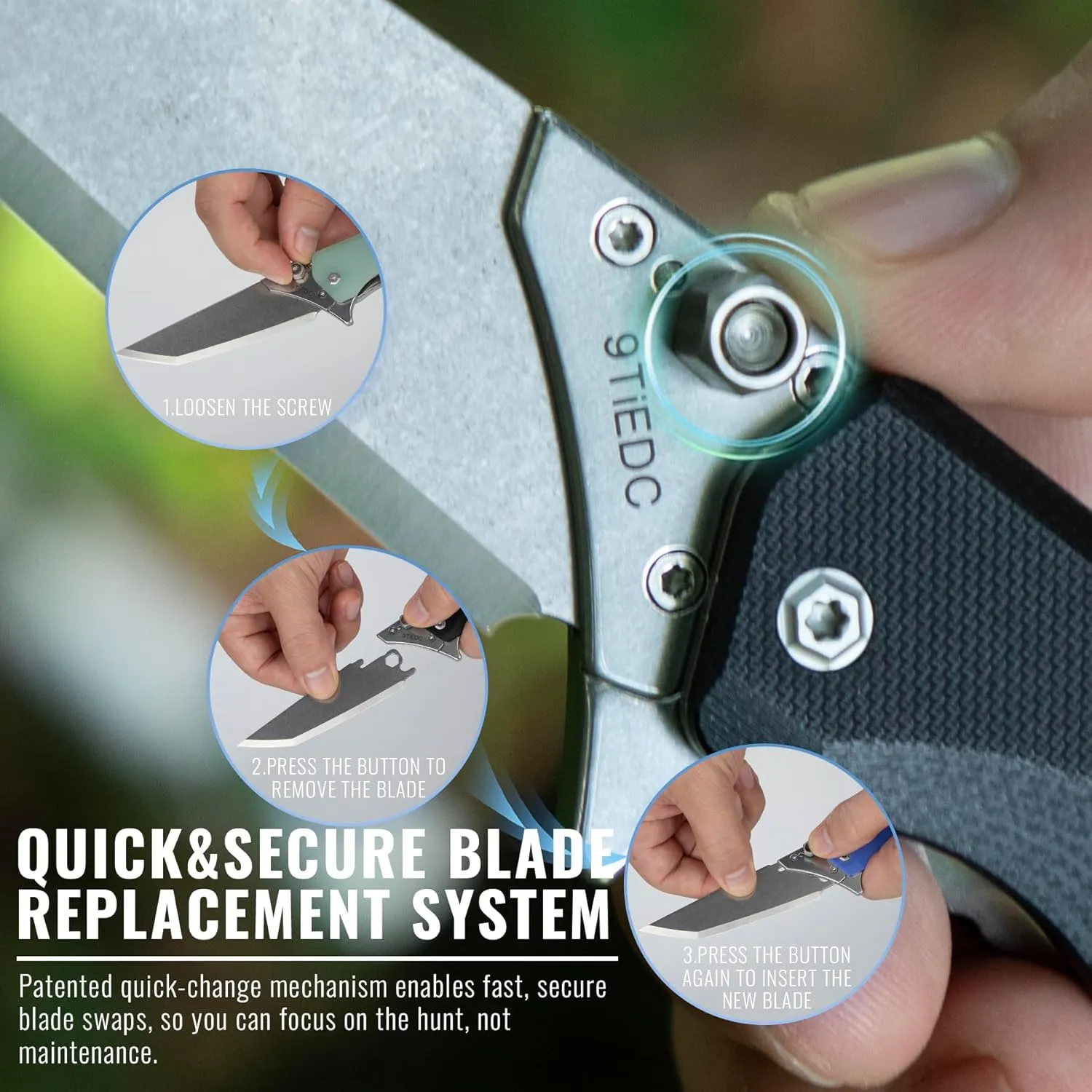 Folding Pocket Flipper Knife, 4pcs Replaceable Blades, 3.5" 440 Steel Blade G10 Handle EDC Knife with Pocket Clip for Men Women, Sharp Camping Survival Hiking, Outdoor or Indoor Carry Knives