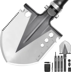 Folding Shovel, Survival Shovels(40inch), Ultimate Survival Tool, Tactical Military Spade, Compact Entrenching Tool for Camping, Off Roading, Metal Detecting, Backpacking and Emergency
