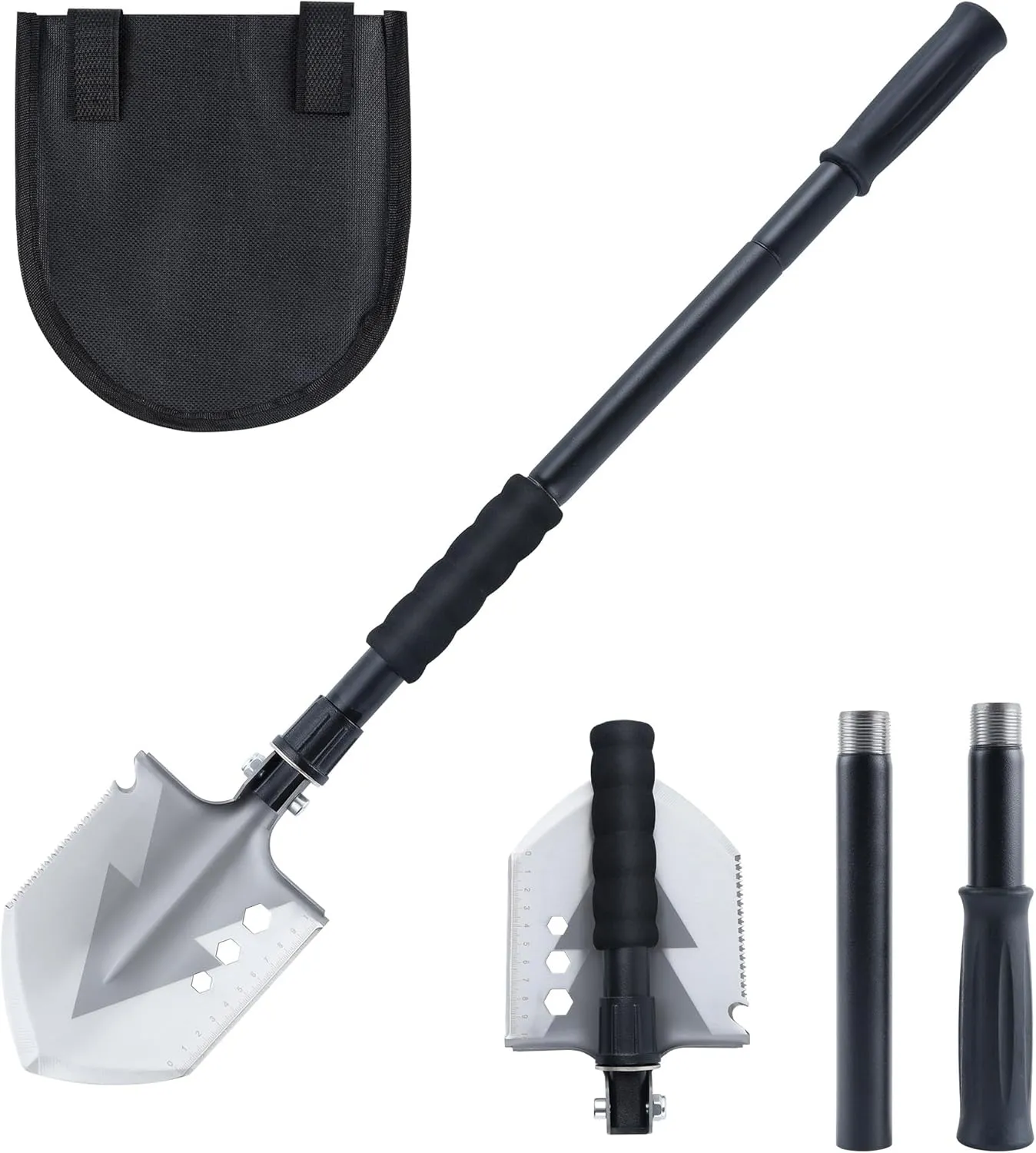 Folding Survival Shovel, Camping Shovel for Off Road, Gardening, Beach, Digging Dirt, Sand, Mud and Snow, Emergency and Outdoor, 29 inch