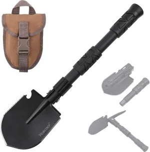Folding Survival Shovel Multi-Tool, Heavy-Duty Military Entrenching Tool with Pickaxe, Collapsible Spade for Disaster Recovery, Car Emergency, Metal Detecting, Camping, Digging, and Gardening