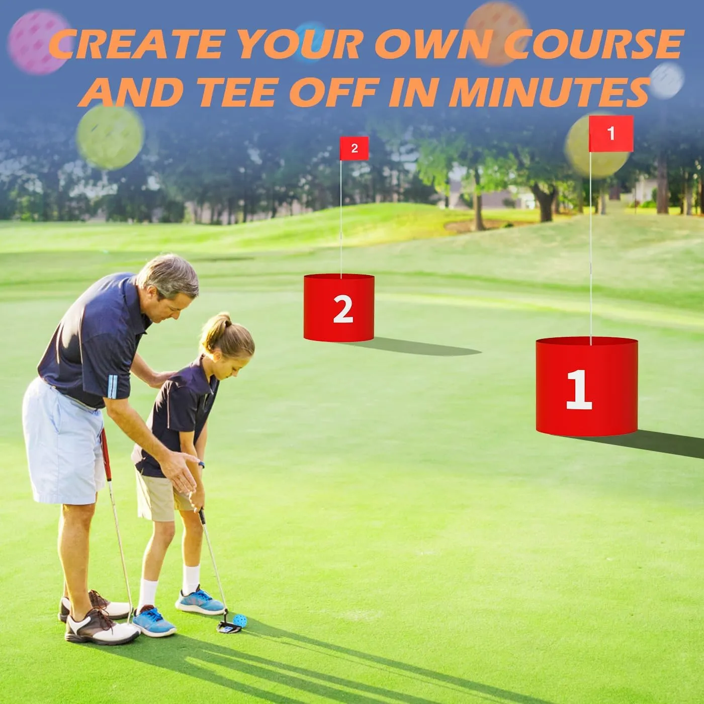 FOOING Golf Game-9 Hole Set Backyard Golf Game for Kids and Adults, Golf Practice Game for Lawn, Beach, Yard, Camping, Park