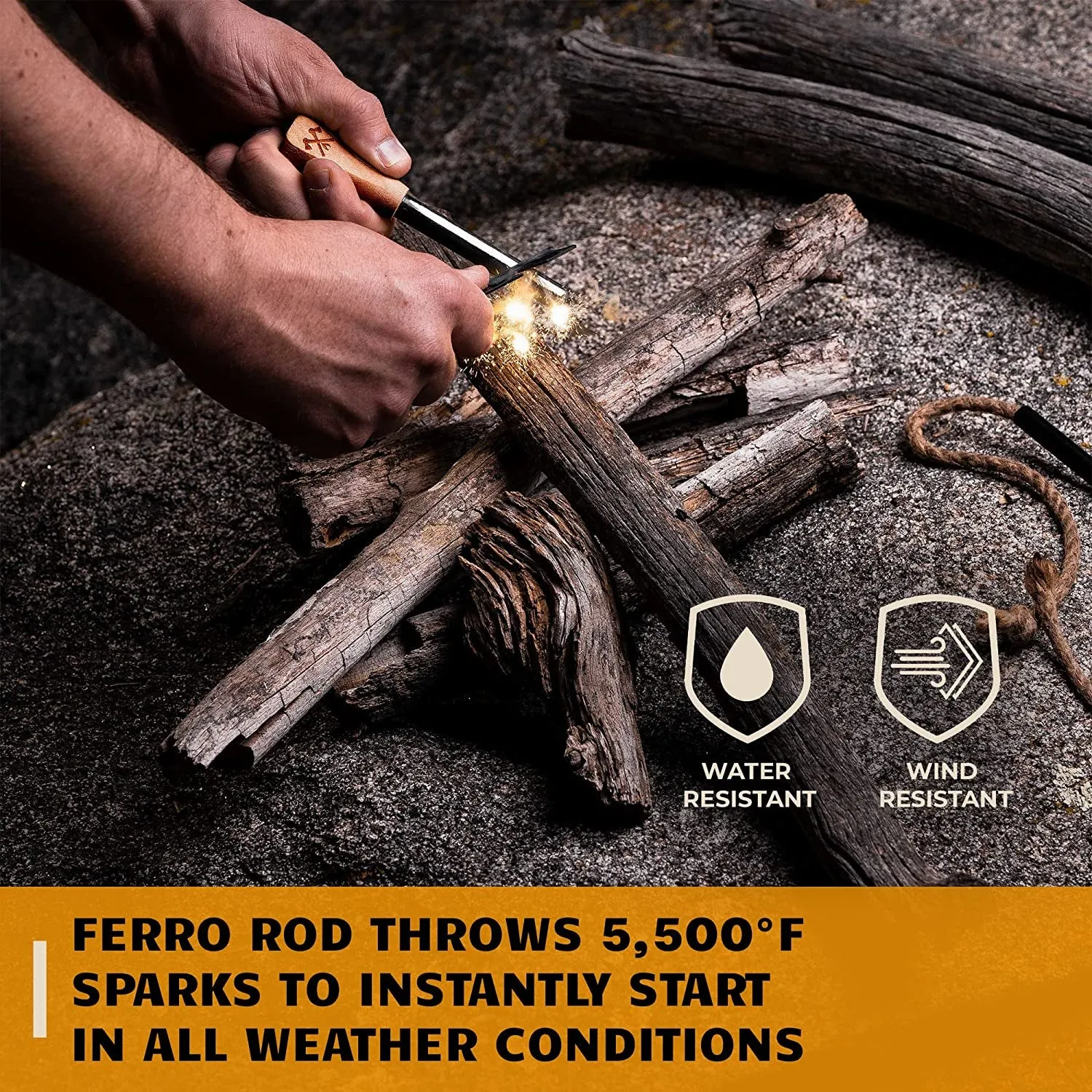 for Pocket-friendly | & Rod Extensive range Magnesium & Backpacking Kit Firestarter Steel Starter Fire Waterproof Striker Tool Ferro Multitool | Farrow Flint Campfires Rod and