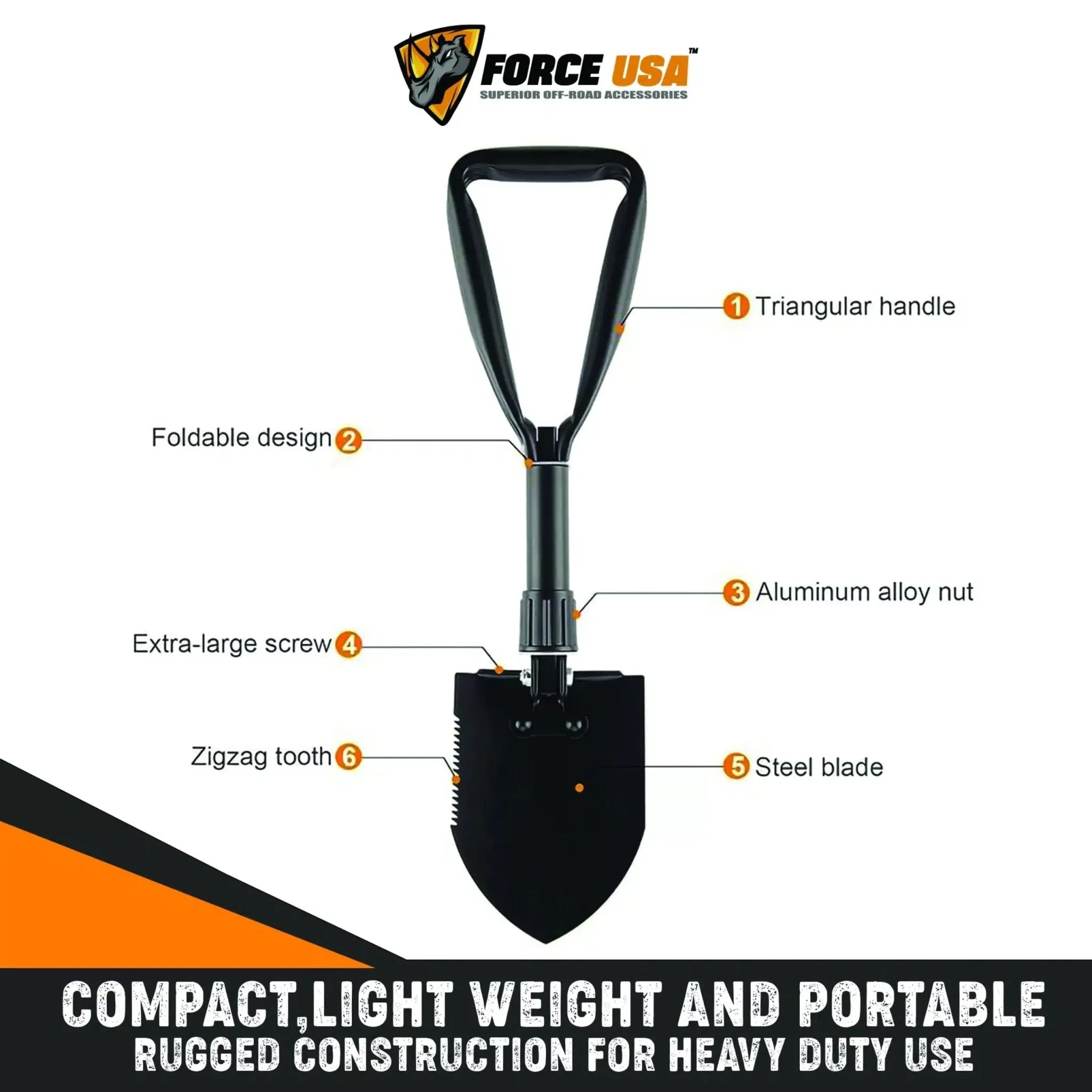 FORCE USA Foldable Shovel SH001 - Black