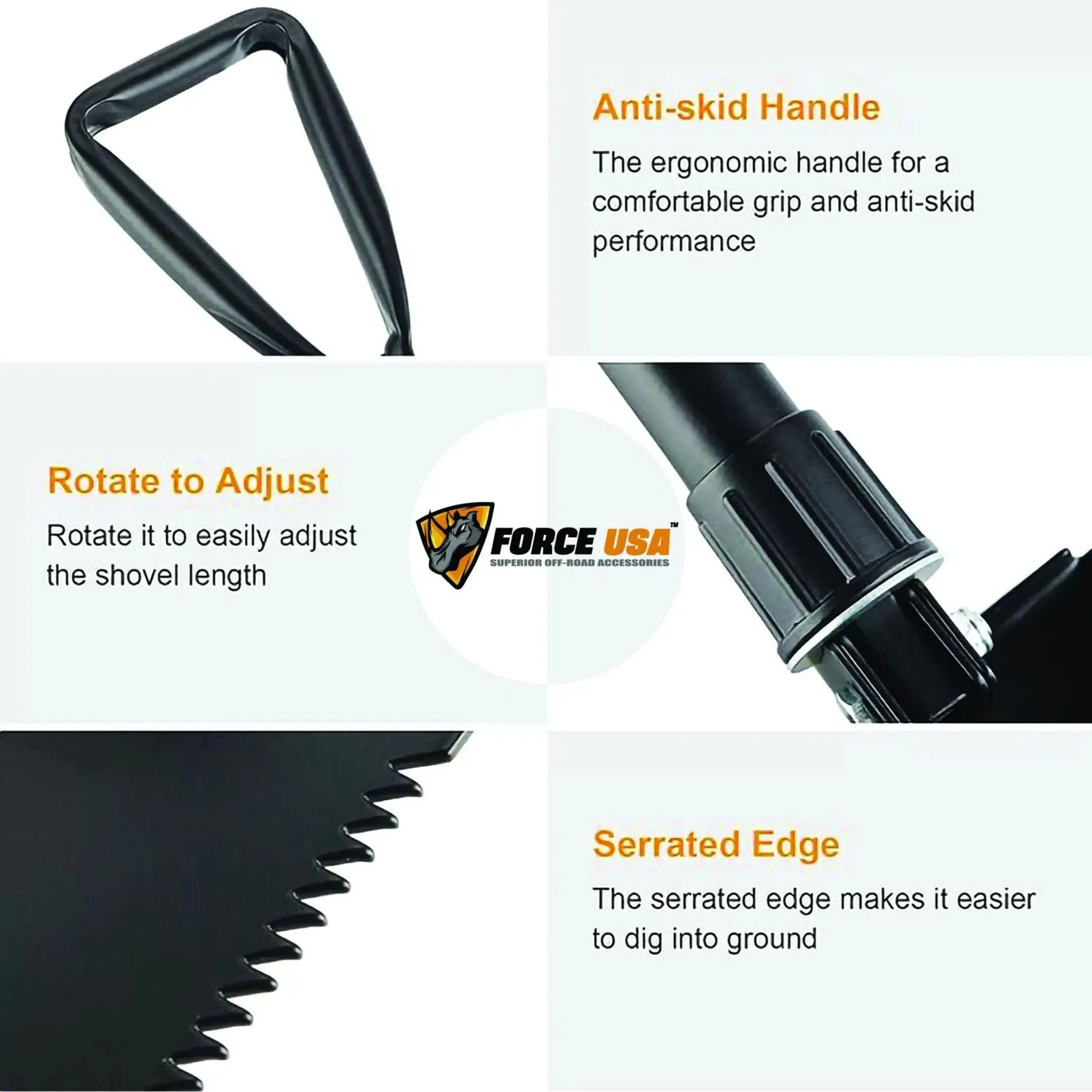 FORCE USA Foldable Shovel SH001 - Black