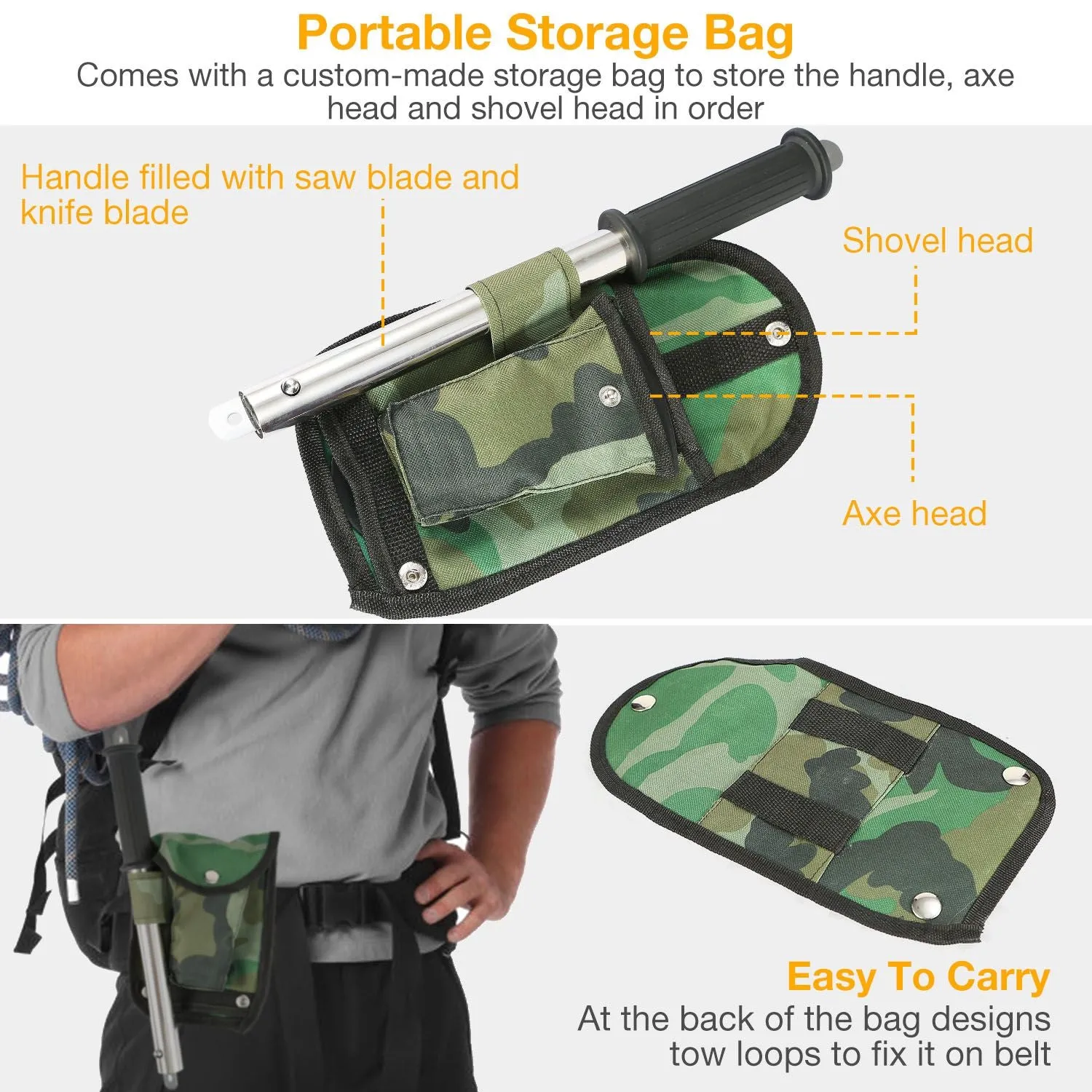 ForgeTrail™ 6-in-1 Survival Tool Set – Axe, Shovel, Knife & Saw Combo Kit
