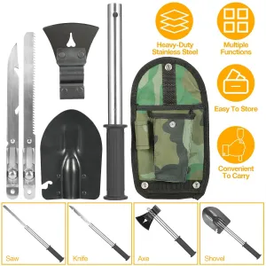 ForgeTrail™ 6-in-1 Survival Tool Set – Axe, Shovel, Knife & Saw Combo Kit