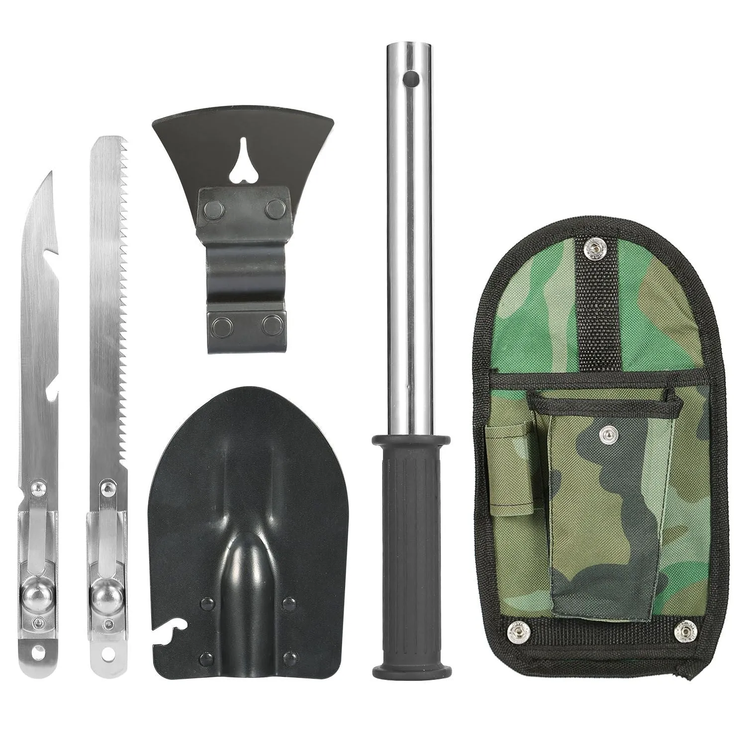 ForgeTrail™ 6-in-1 Survival Tool Set – Axe, Shovel, Knife & Saw Combo Kit