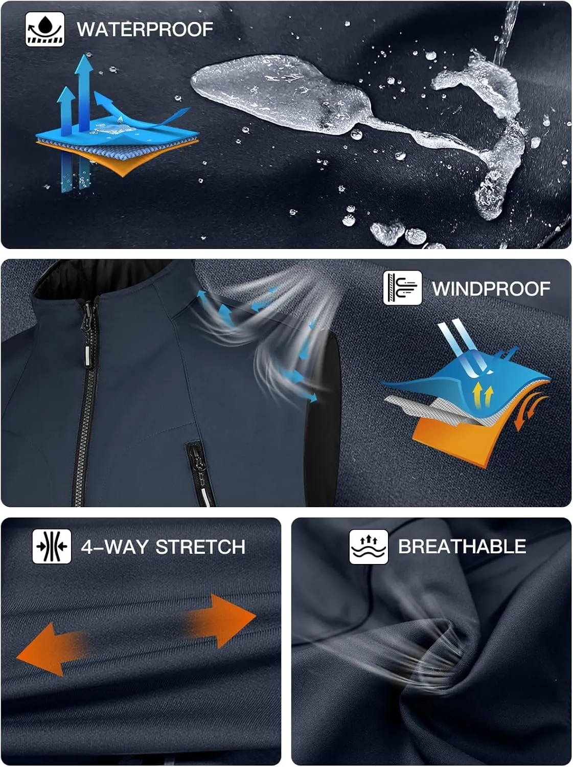 FREE SOLDIER Men's Lightweight Golf Vest Outerwear Windproof Reversible Sleeveless Softshell Jacket Running Vest