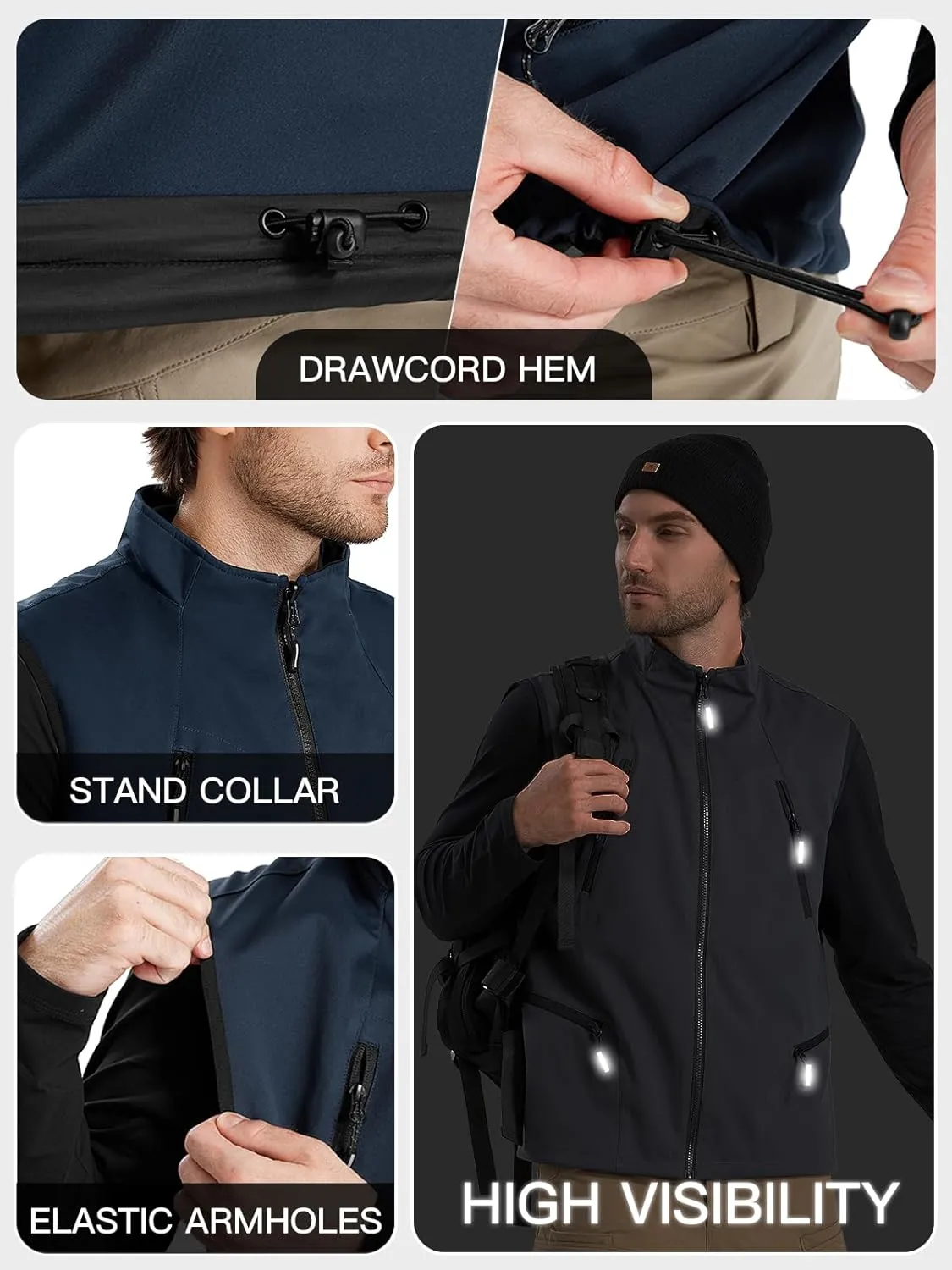 FREE SOLDIER Men's Lightweight Golf Vest Outerwear Windproof Reversible Sleeveless Softshell Jacket Running Vest