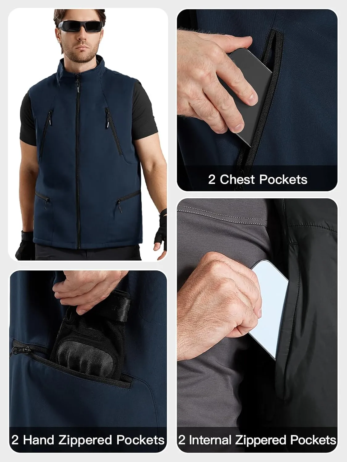 FREE SOLDIER Men's Lightweight Golf Vest Outerwear Windproof Reversible Sleeveless Softshell Jacket Running Vest
