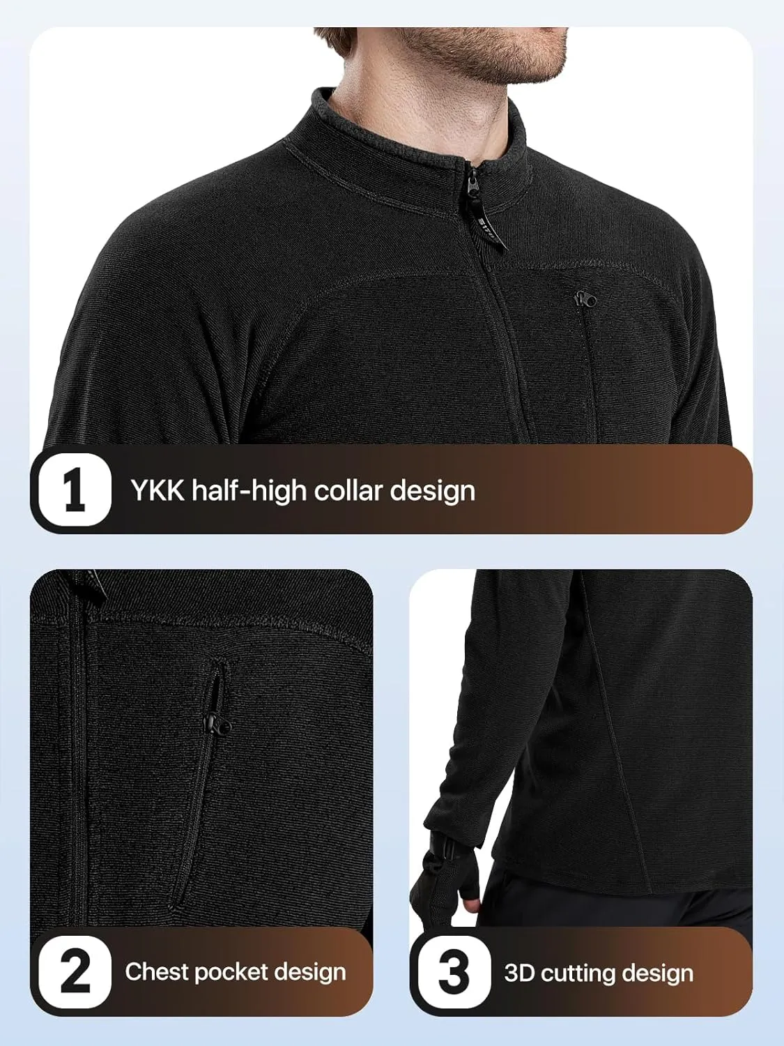 FREE SOLDIER Men's Quarter Zip Pullover Fleece Jacket Lightweight Sweaters Long Sleeve Thermal Half Zip Up Golf Sweatshirt