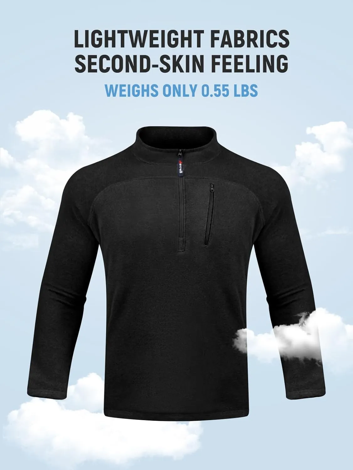 FREE SOLDIER Men's Quarter Zip Pullover Fleece Jacket Lightweight Sweaters Long Sleeve Thermal Half Zip Up Golf Sweatshirt