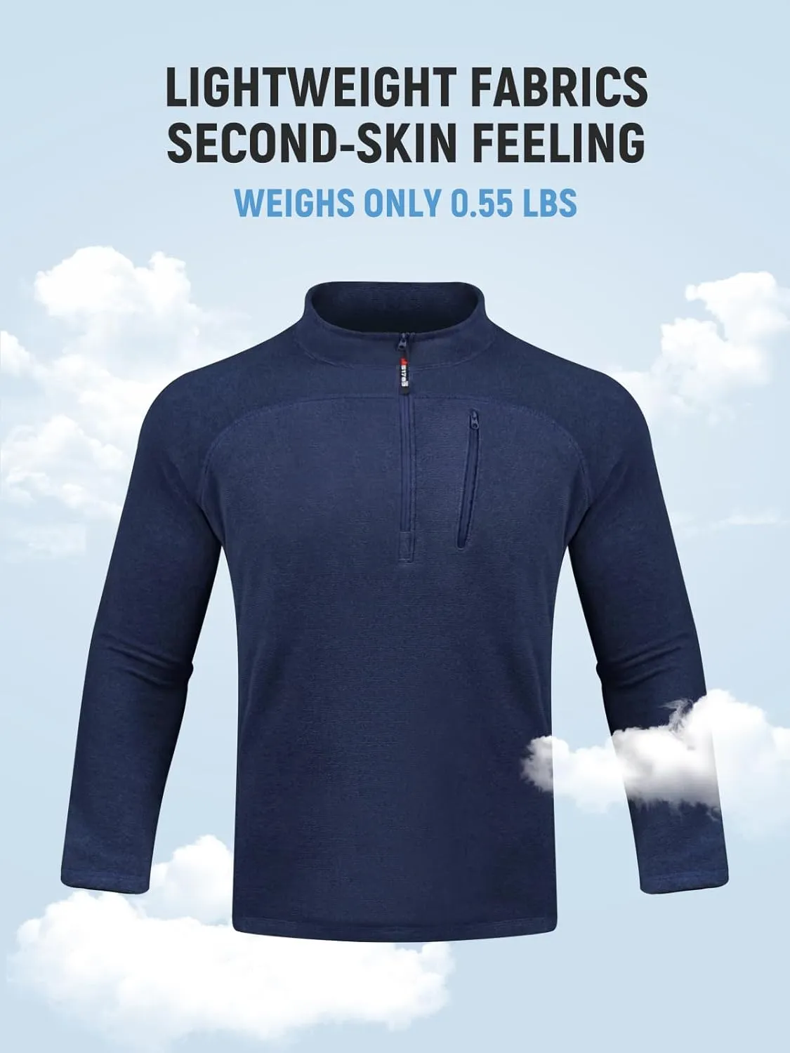 FREE SOLDIER Men's Quarter Zip Pullover Fleece Jacket Lightweight Sweaters Long Sleeve Thermal Half Zip Up Golf Sweatshirt