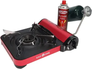 Gas One 12,000 BTU Propane or Butane Stove GS-3100P Portable Dual Fuel Camping Stove Burner - Patented - with Carrying Case - Metallic Finish