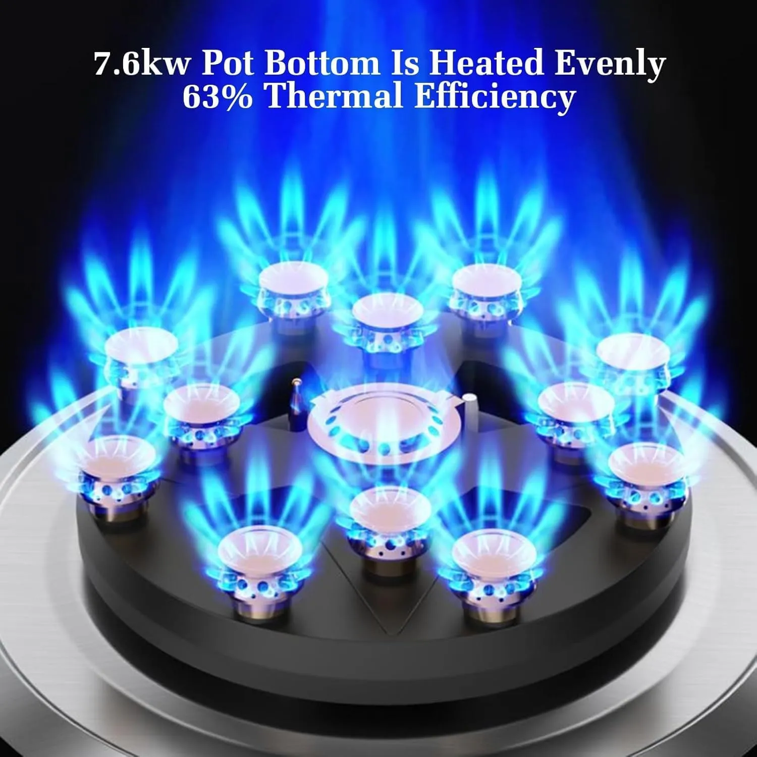 Gas Stove 2 Burners Thirteen Chambers 7.6KW Tempered Glass Ignition Camping Dual Burner LPG/Natural Gas, Accidental Flameout Protection Device(NG)