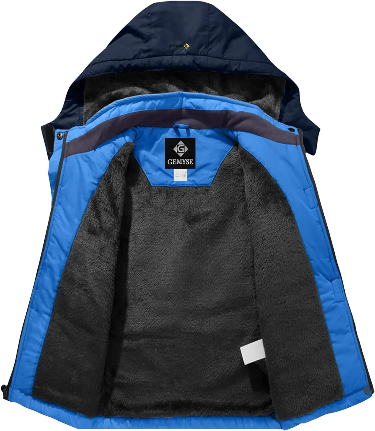GEMYSE Boy's Waterproof Ski Snow Jacket Hooded Fleece Windproof Winter Jacket