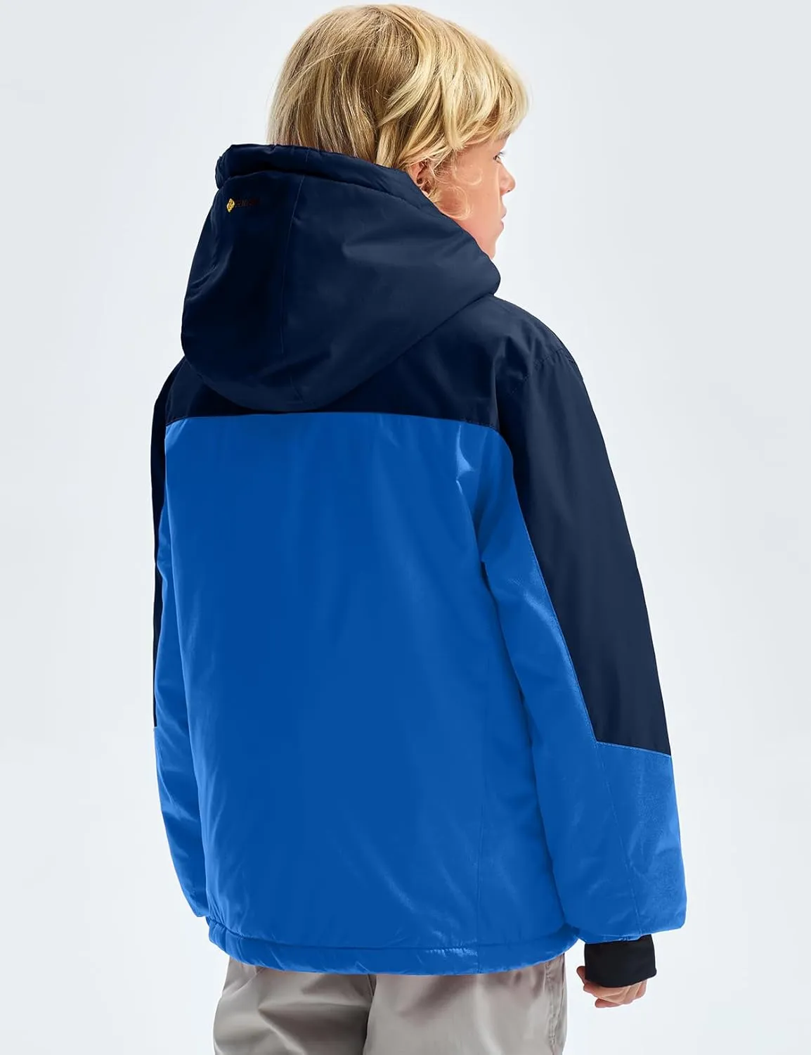 GEMYSE Boy's Waterproof Ski Snow Jacket Hooded Fleece Windproof Winter Jacket