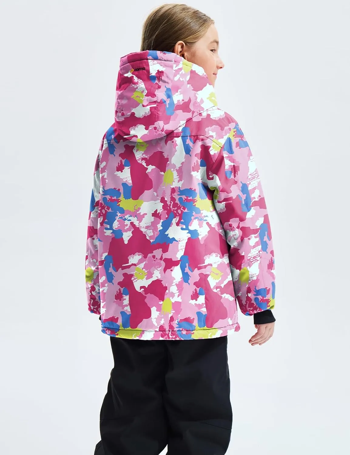 GEMYSE Girl's Waterproof Ski Snow Jacket Fleece Windproof Winter Jacket with Hood